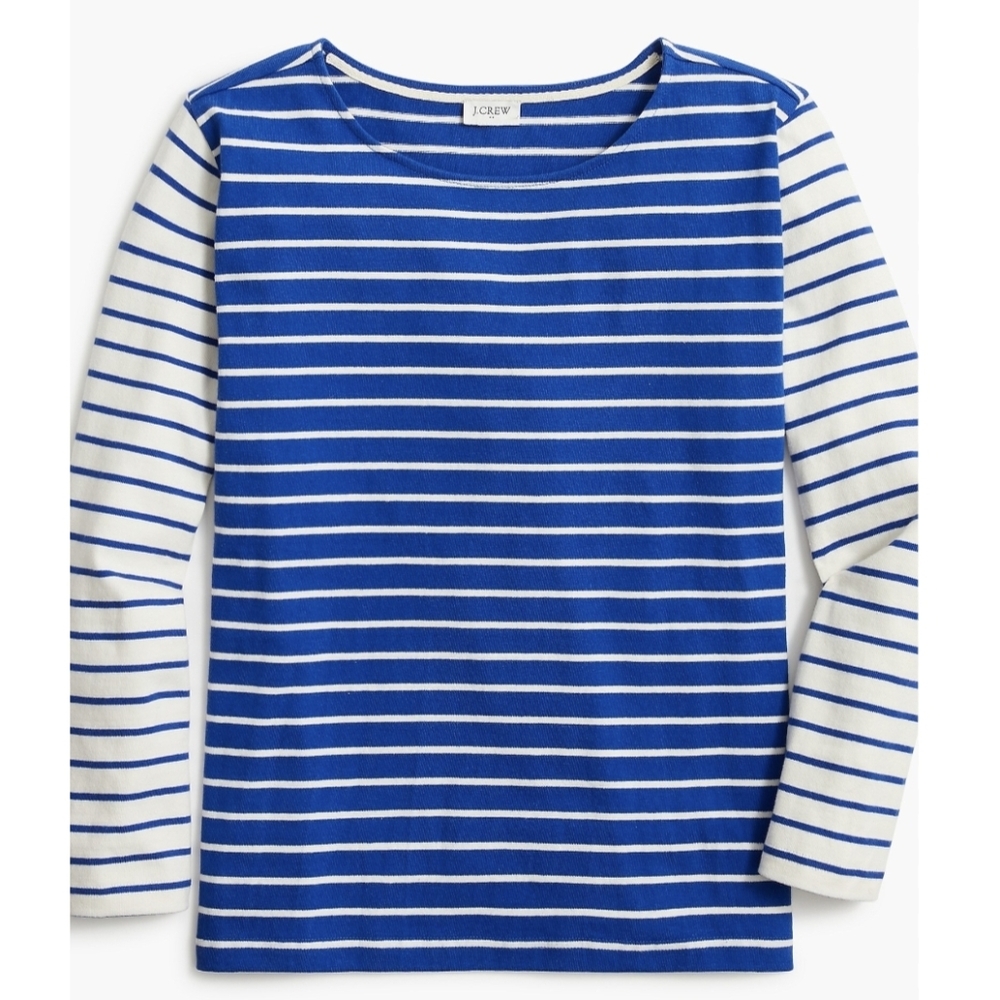 J.Crew Factory Blue & White Mixed Stripe Long Sleeve Tee Sz S